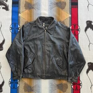 Vintage Eddie Bauer Legend Brown Heavy Leather Flight Journeyman Bomber Jacket L